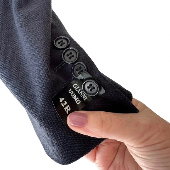 Gianna Uomo gold label‎ 42R blue velvet blazer/sports coat with elbow pads - Picture 6 of 8